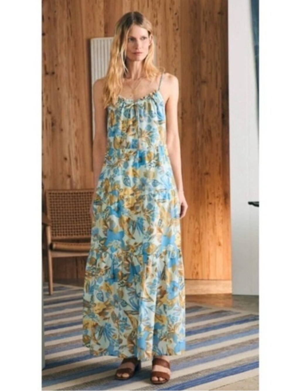 Faherty Sun Chaser Silk Blend Maxi Dress XS NWT